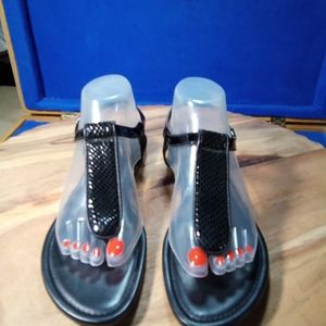 Women's Cole Haan Black Patent Leather Thong Sandals, Sz. 8B-US